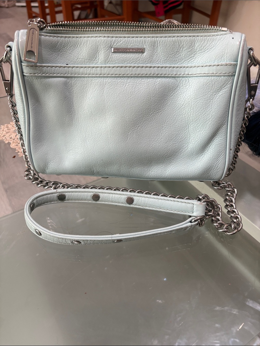 Rebecca Minkoff MAC mojito green mint leather crossbody clutch bag - Picture 1 of 6